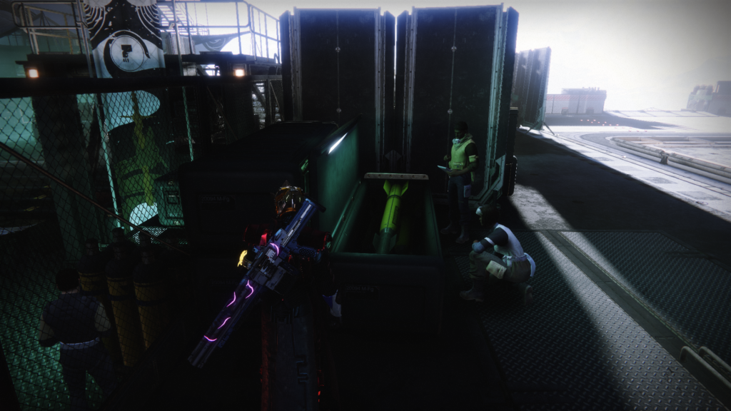 Destiny 2 The tower worker is sorting through the equipment